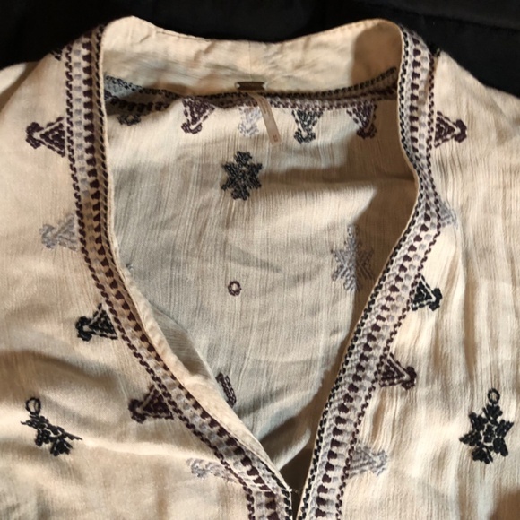 Free People Stargazer Embroidered Peasant Mini Dress. Sz M India - Picture 8 of 16